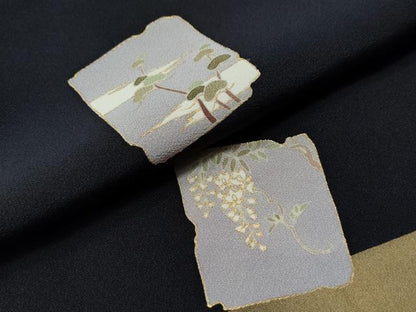 平和屋着物●訪問着 駒刺繍 破れ色紙飛鶴松梅文 金彩 正絹 逸品 CAAS7226yc