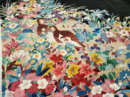 平和屋着物●本加賀友禅作家 直江良三 黒留袖 花鳥文 正絹 逸品 CAAS7229yc