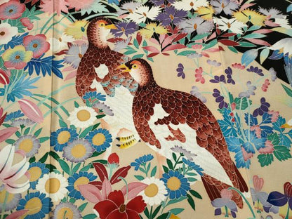 平和屋着物●本加賀友禅作家 直江良三 黒留袖 花鳥文 正絹 逸品 CAAS7229yc