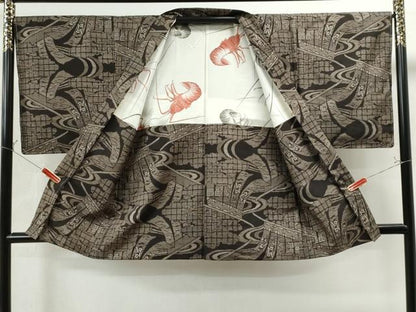 平和屋着物●本場大島紬　アンサンブル　割込み絣　几帳吉祥花文　正絹　逸品　未使用　CAAS7241yc