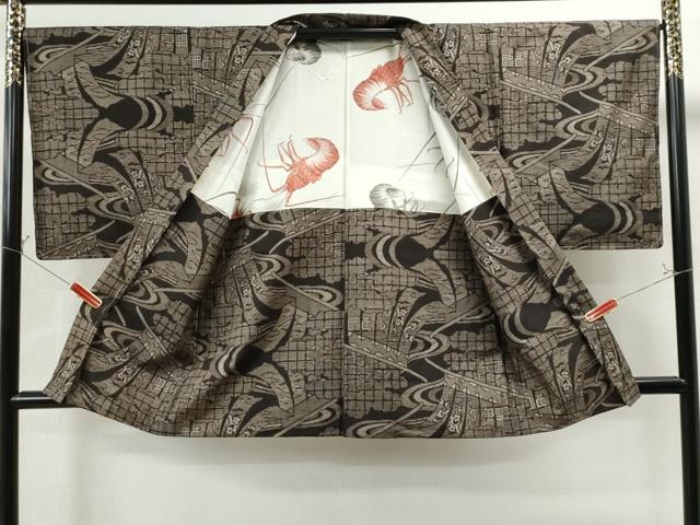 平和屋着物●本場大島紬　アンサンブル　割込み絣　几帳吉祥花文　正絹　逸品　未使用　CAAS7241yc