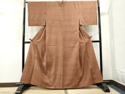 平和屋着物●上質な紬 色無地 焦香色 正絹 逸品 CAAS7262yc