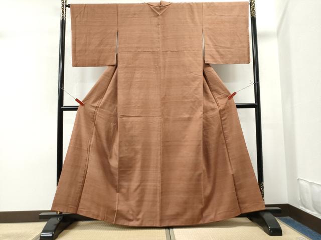 平和屋着物●上質な紬 色無地 焦香色 正絹 逸品 CAAS7262yc