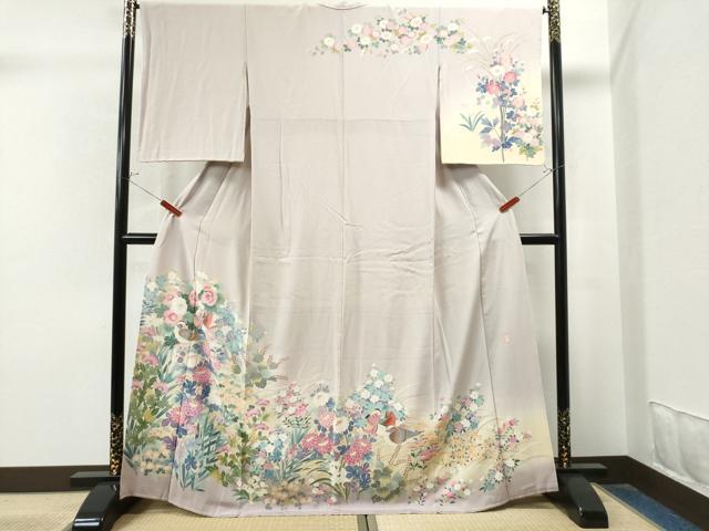 平和屋着物●訪問着 友禅 作家物 鴛鴦草花文 暈し染め 正絹 逸品 CAAS7275yc