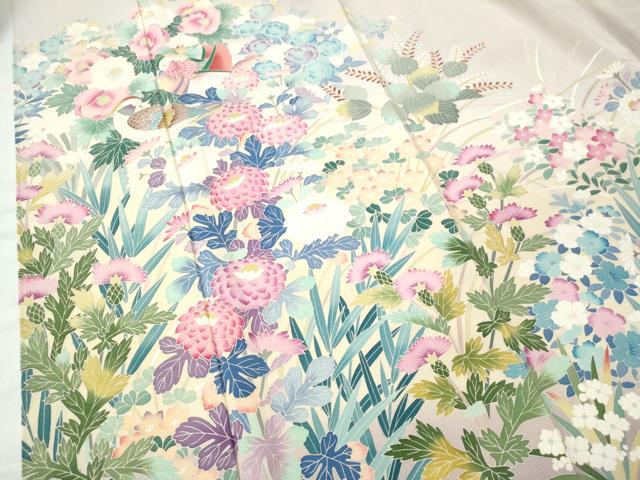 平和屋着物●訪問着 友禅 作家物 鴛鴦草花文 暈し染め 正絹 逸品 CAAS7275yc