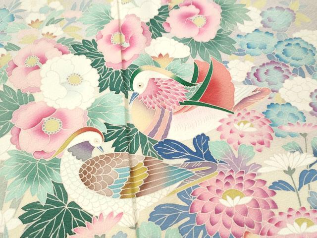 平和屋着物●訪問着 友禅 作家物 鴛鴦草花文 暈し染め 正絹 逸品 CAAS7275yc