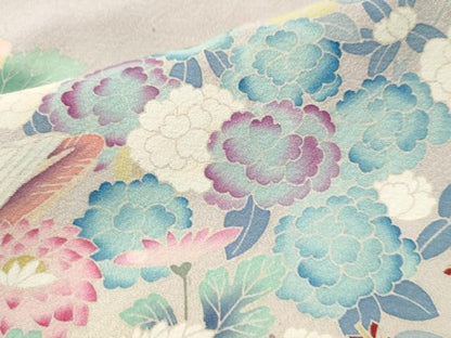 平和屋着物●訪問着 友禅 作家物 鴛鴦草花文 暈し染め 正絹 逸品 CAAS7275yc