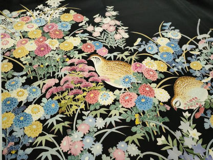 平和屋着物●本加賀友禅作家　毎田仁郎　黒留袖　花鳥文　正絹　逸品　CAAS7277yc