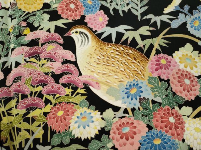 平和屋着物●本加賀友禅作家　毎田仁郎　黒留袖　花鳥文　正絹　逸品　CAAS7277yc