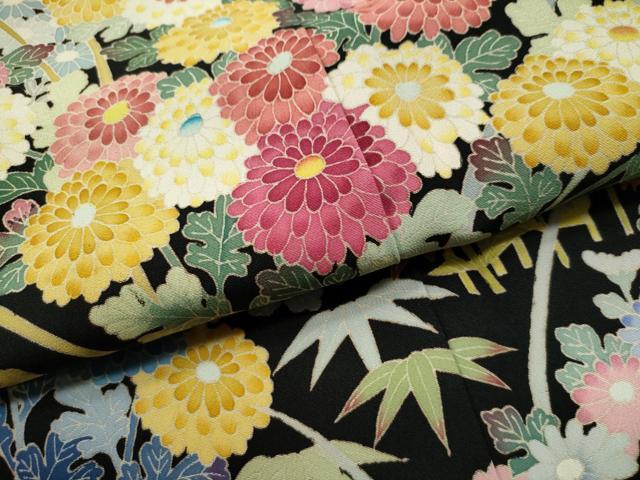 平和屋着物●本加賀友禅作家　毎田仁郎　黒留袖　花鳥文　正絹　逸品　CAAS7277yc