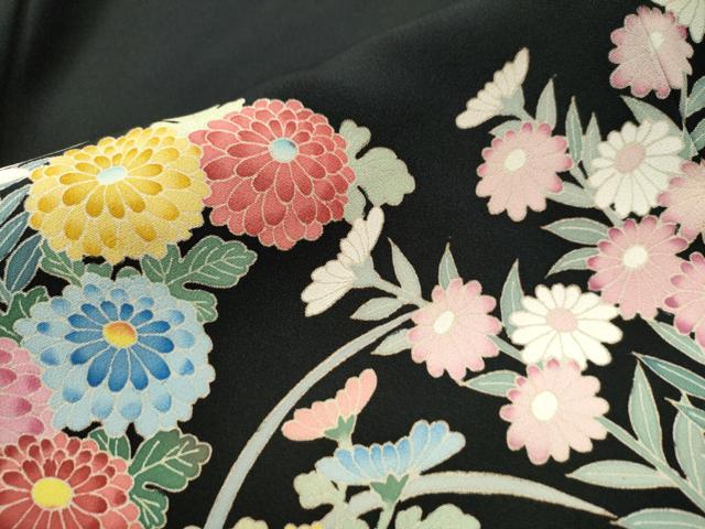 平和屋着物●本加賀友禅作家　毎田仁郎　黒留袖　花鳥文　正絹　逸品　CAAS7277yc