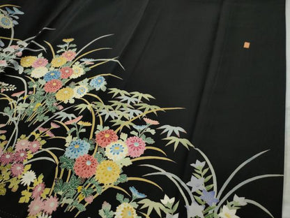平和屋着物●本加賀友禅作家　毎田仁郎　黒留袖　花鳥文　正絹　逸品　CAAS7277yc