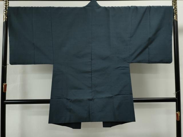 平和屋着物●男性　紬　アンサンブル　色無地　留紺色　正絹　逸品　CAAS7285yc
