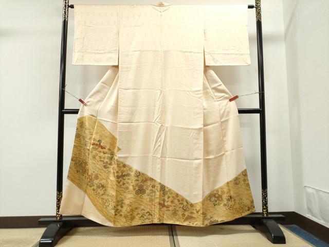 平和屋着物●豪華色留袖 駒刺繍 飛鶴宝尽くし芝草花文 金彩 正絹 逸品 CAAS7311yc