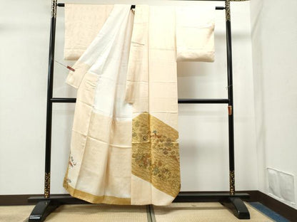 平和屋着物●豪華色留袖 駒刺繍 飛鶴宝尽くし芝草花文 金彩 正絹 逸品 CAAS7311yc