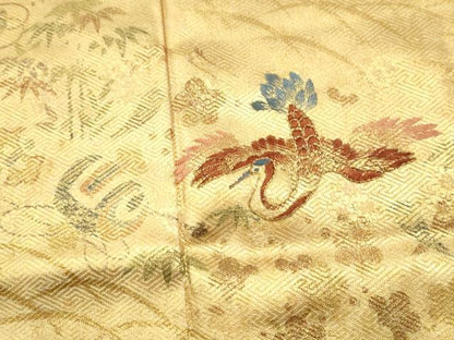 平和屋着物●豪華色留袖 駒刺繍 飛鶴宝尽くし芝草花文 金彩 正絹 逸品 CAAS7311yc