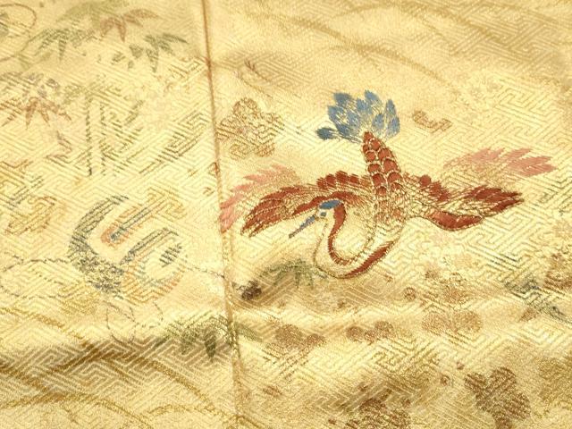 平和屋着物●豪華色留袖 駒刺繍 飛鶴宝尽くし芝草花文 金彩 正絹 逸品 CAAS7311yc