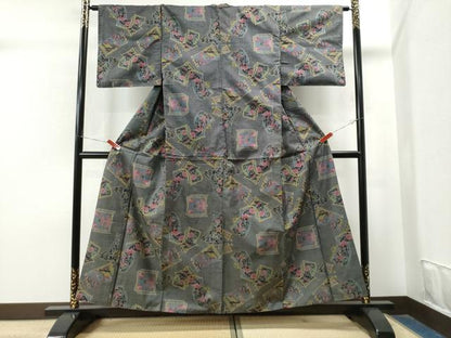 平和屋着物●本場大島紬　7マルキ　冊子吉祥花文　正絹　逸品　CAAS7313yc