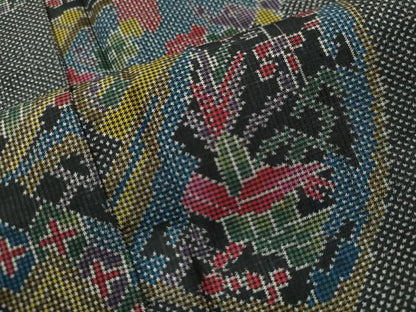 平和屋着物●本場大島紬　7マルキ　冊子吉祥花文　正絹　逸品　CAAS7313yc