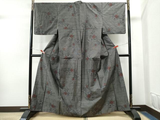 平和屋着物●本場大島紬 枝花文 正絹 逸品 CAAS7364yc