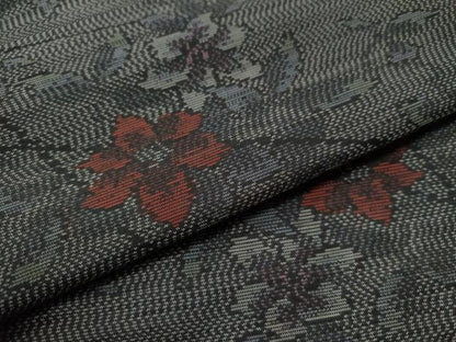 平和屋着物●本場大島紬 枝花文 正絹 逸品 CAAS7364yc