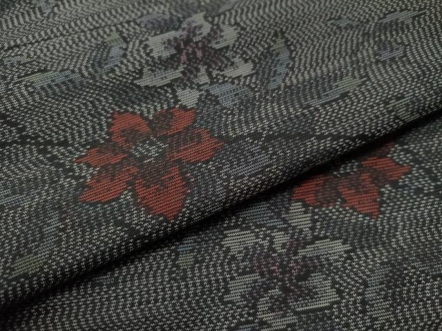 平和屋着物●本場大島紬 枝花文 正絹 逸品 CAAS7364yc