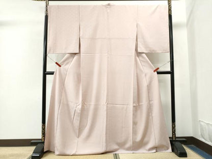 平和屋着物●上質な色無地 松皮菱花地紋 灰桜色 正絹 逸品 CAAS7381yc