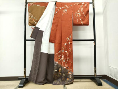 平和屋着物●訪問着　枝花文　暈し染め　金彩　正絹　逸品　CAAS7388yc