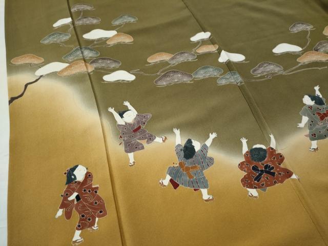 平和屋着物●友禅作家の巨匠 浅井青仁 色留袖 童子遊び 枝松文 暈し染め 金彩 正絹 逸品 CAAS7395yc