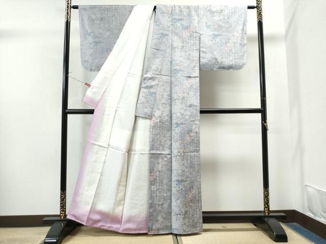 平和屋着物●都喜ヱ門 本場大島紬 白大島 7マルキ 総絣 飛鳥舞花文 藤絹織物謹製 正絹 逸品 未使用 CAAS7404yc