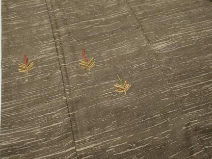 平和屋着物●色留訪問着 紬地 総刺繍 松葉文 金糸 正絹 逸品 未使用 CAAS7430yc