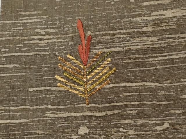 平和屋着物●色留訪問着 紬地 総刺繍 松葉文 金糸 正絹 逸品 未使用 CAAS7430yc