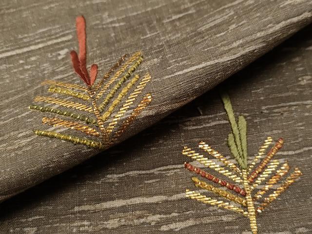 平和屋着物●色留訪問着 紬地 総刺繍 松葉文 金糸 正絹 逸品 未使用 CAAS7430yc