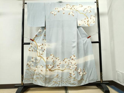 平和屋着物●訪問着　立波枝桜文　暈し染め　金彩　正絹　逸品　CAAS7431yc