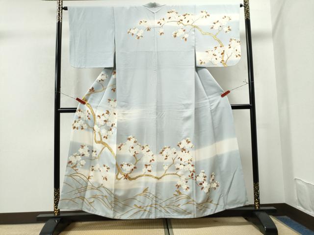 平和屋着物●訪問着　立波枝桜文　暈し染め　金彩　正絹　逸品　CAAS7431yc