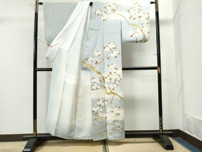 平和屋着物●訪問着　立波枝桜文　暈し染め　金彩　正絹　逸品　CAAS7431yc