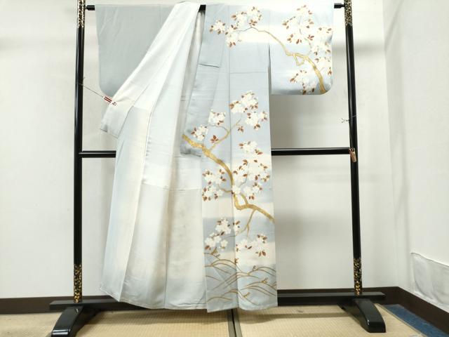 平和屋着物●訪問着　立波枝桜文　暈し染め　金彩　正絹　逸品　CAAS7431yc