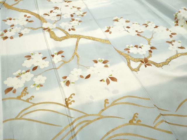 平和屋着物●訪問着　立波枝桜文　暈し染め　金彩　正絹　逸品　CAAS7431yc