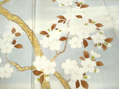 平和屋着物●訪問着　立波枝桜文　暈し染め　金彩　正絹　逸品　CAAS7431yc