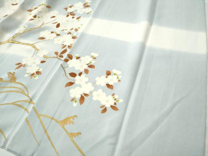 平和屋着物●訪問着　立波枝桜文　暈し染め　金彩　正絹　逸品　CAAS7431yc