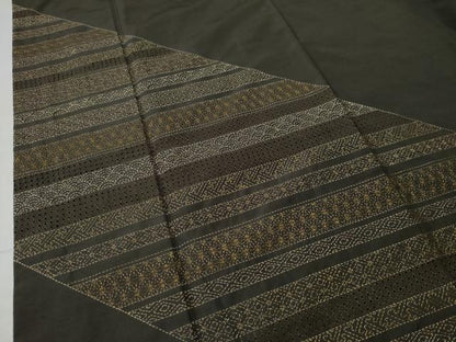 平和屋着物●中国三大刺繍 スワトウ刺繍 訪問着 総刺繍 紬地 刺し子 横段吉祥文 正絹 逸品 CAAS7437yc