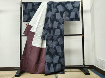 平和屋着物●上質な紬 色紙重ね文 正絹 逸品 CAAS7439yc