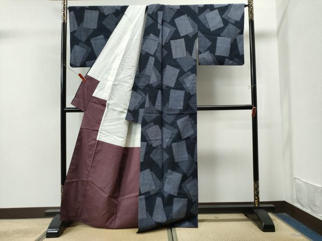 平和屋着物●上質な紬 色紙重ね文 正絹 逸品 CAAS7439yc
