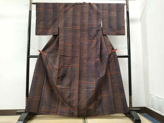 平和屋着物●上質な紬 よろけ縞 正絹 逸品 CAAS7453yc