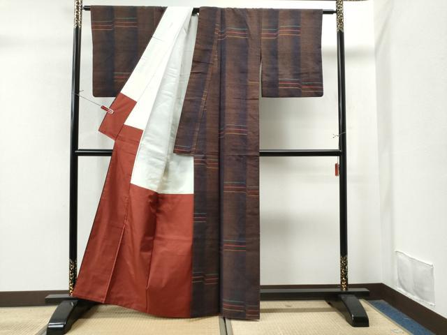 平和屋着物●上質な紬 よろけ縞 正絹 逸品 CAAS7453yc