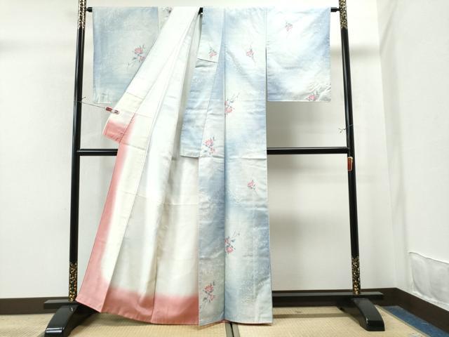 平和屋着物●上質な紬 枝花文 正絹 逸品 CAAS7459yc