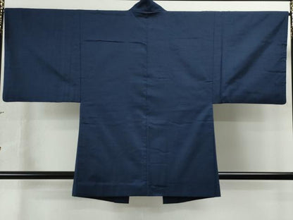 平和屋着物●男性 紬 アンサンブル 色無地 留紺色 正絹 逸品 CAAS7481yc