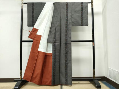 平和屋着物●本場大島紬 9マルキ 草花間道 正絹 逸品 CAAS7495yc