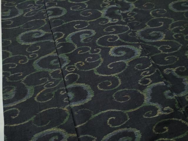 平和屋着物●上質な紬 唐草文 黒地 正絹 逸品 CAAS7496yc