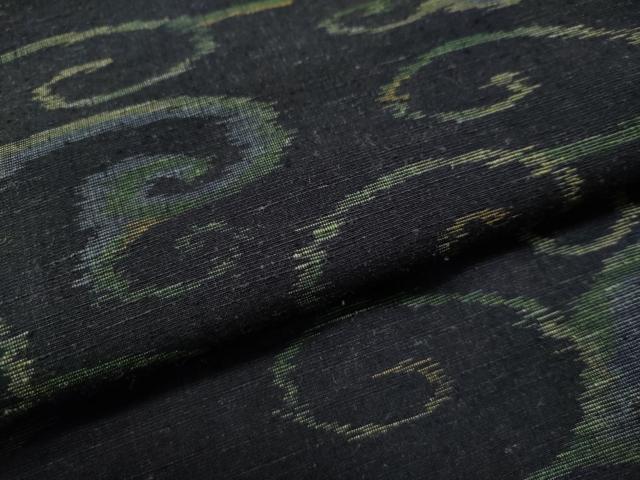 平和屋着物●上質な紬 唐草文 黒地 正絹 逸品 CAAS7496yc